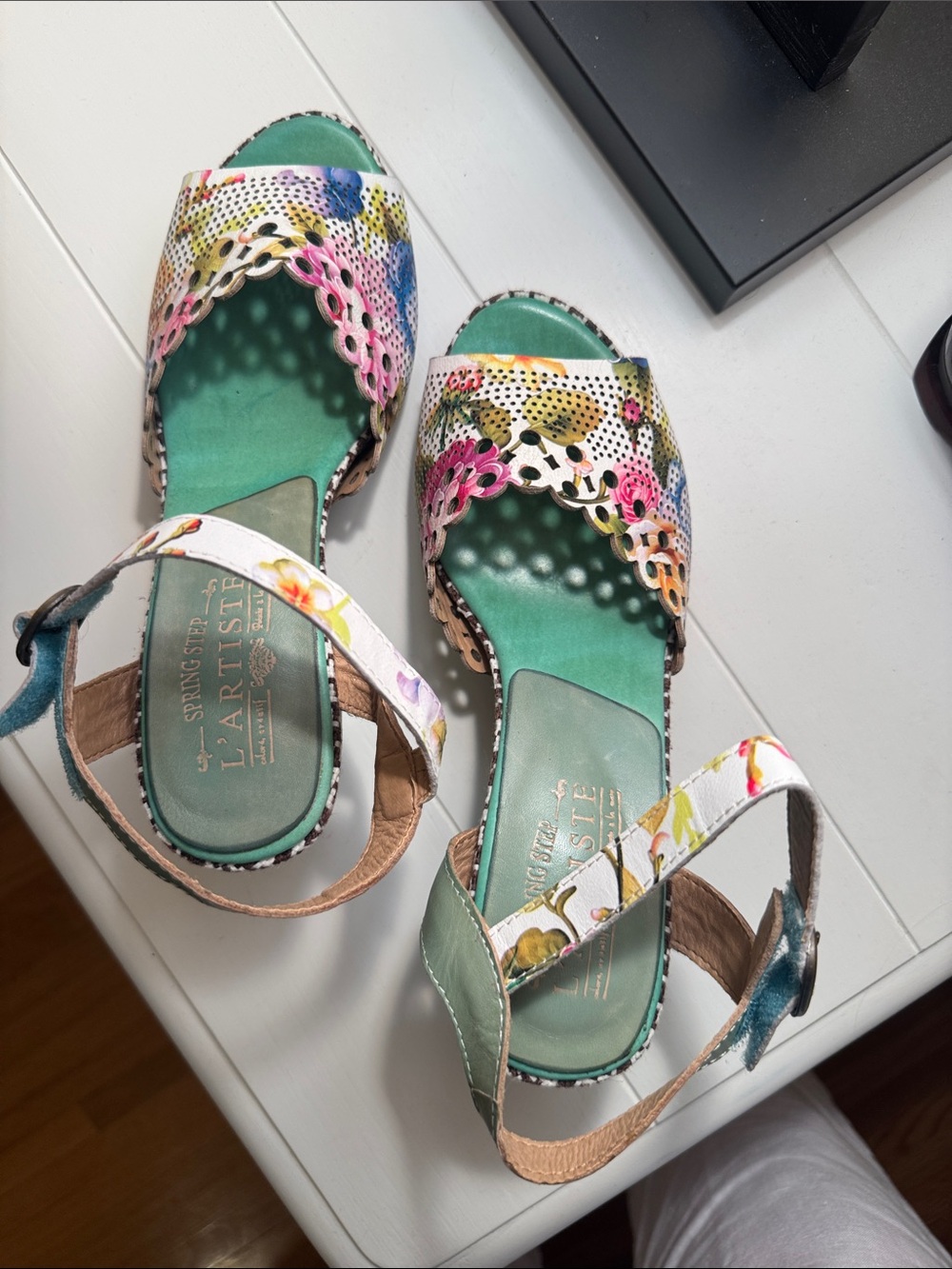 Spring Step Floral Multicolor Open-Toe L’Artiste Sandals with Velcro strap